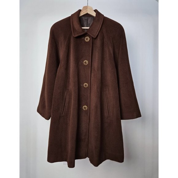 90s vintage angora wool swing coat women brown oversized winter long coat, retro - Picture 3 of 10
